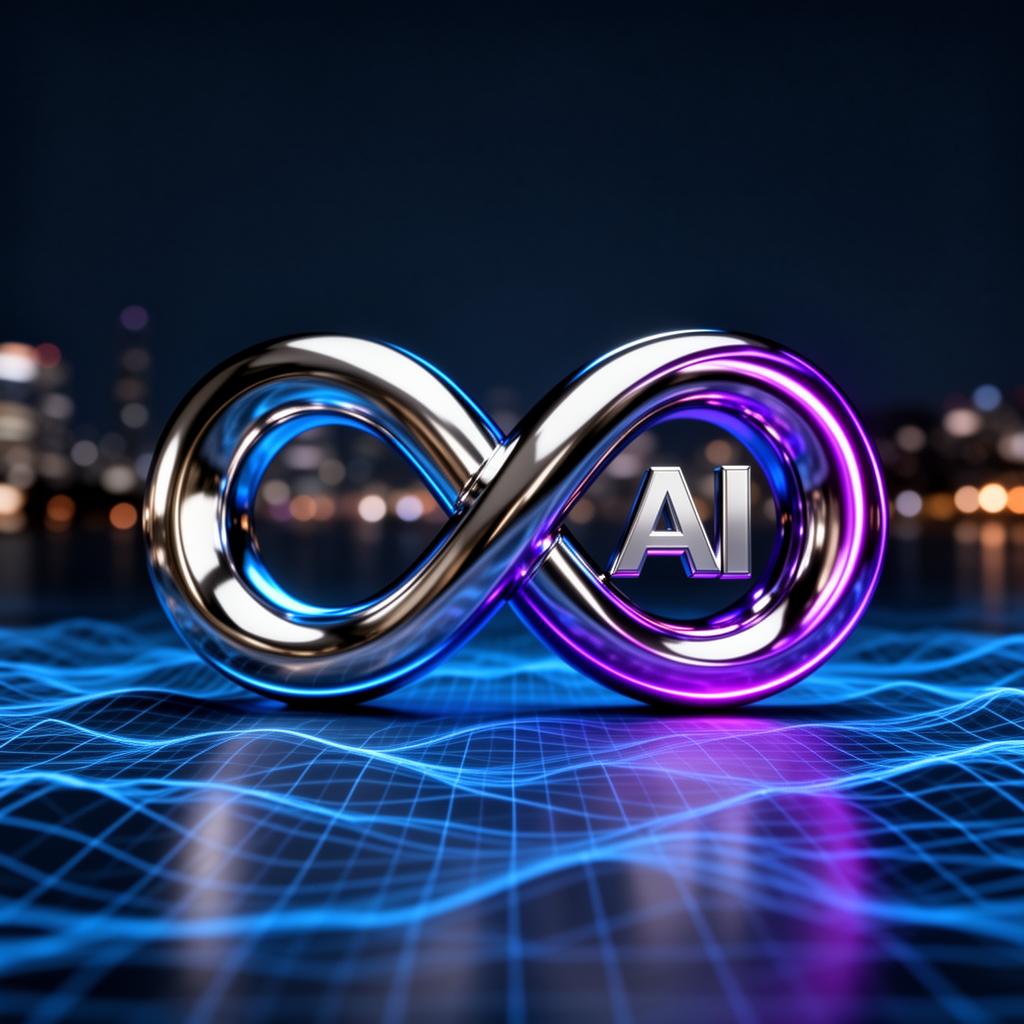 Premium chrome metallic infinity symbol representing Infinite Logic AI